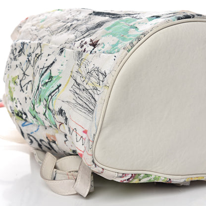 Alexander Wang Canvas Painted Walker Doodle Print Bucket Backpack Multicolor 7 of 13