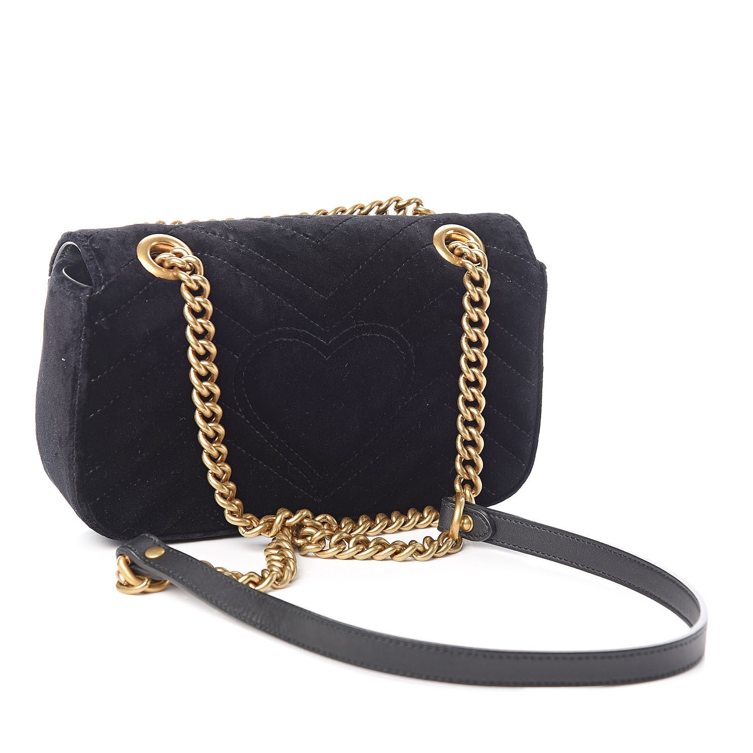 Gucci Velvet Matelasse Mini GG Marmont Shoulder Bag Black 3 of 11