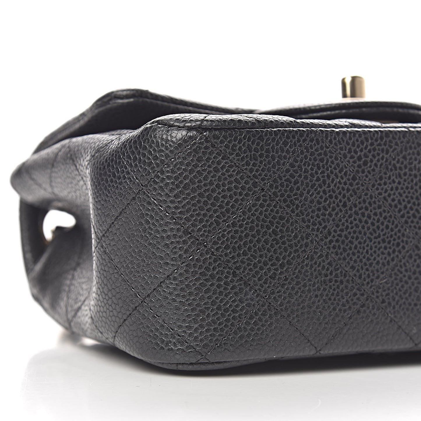 Metallic Caviar Quilted Mini Square Flap Black
