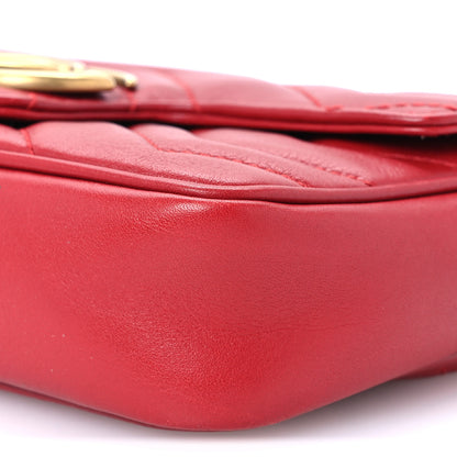 Gucci Calfskin Matelasse Super Mini GG Marmont Shoulder Bag Hibiscus Red 9 of 9