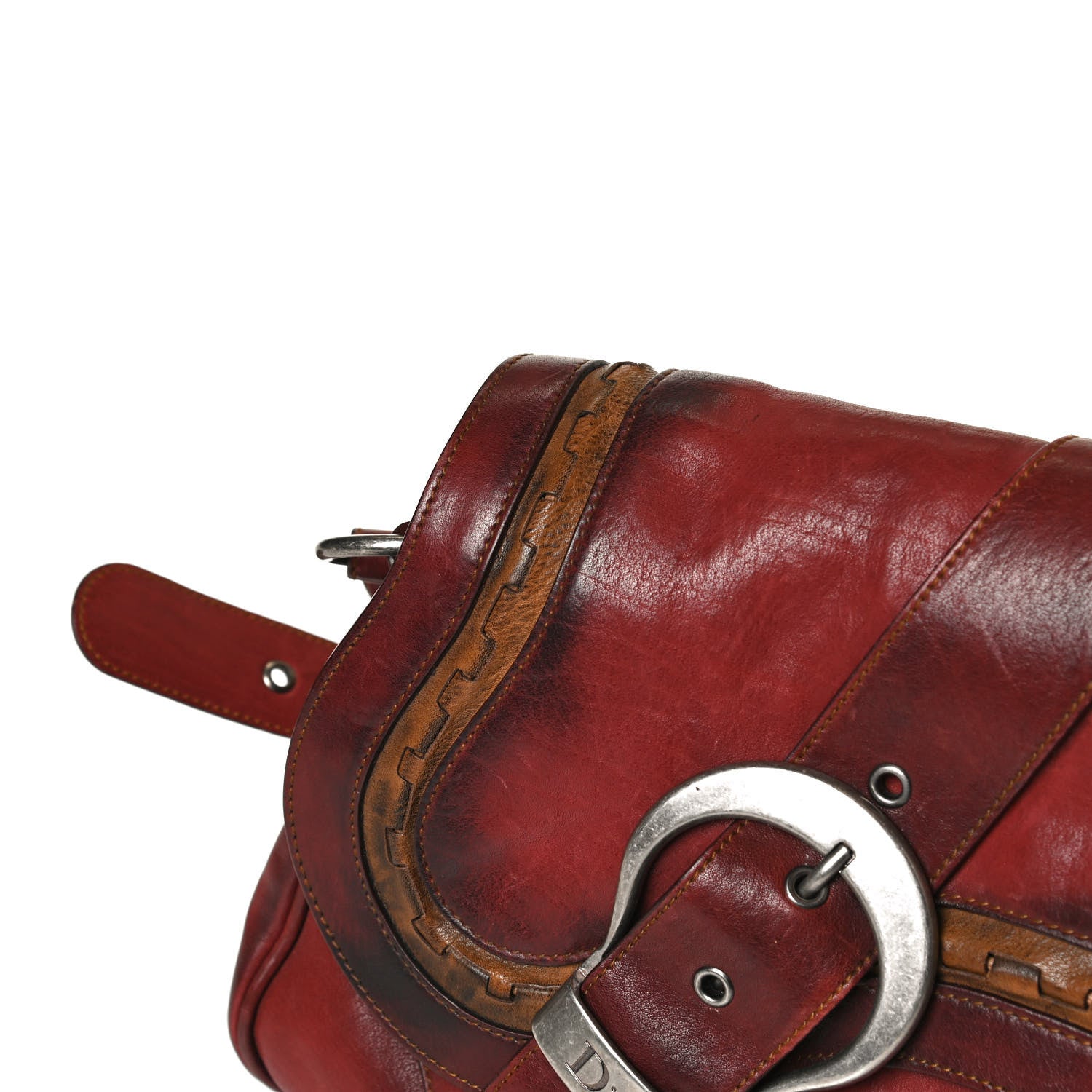 Christian Dior Calfskin Medium Gaucho Double Saddle Bag Red 14 of 18