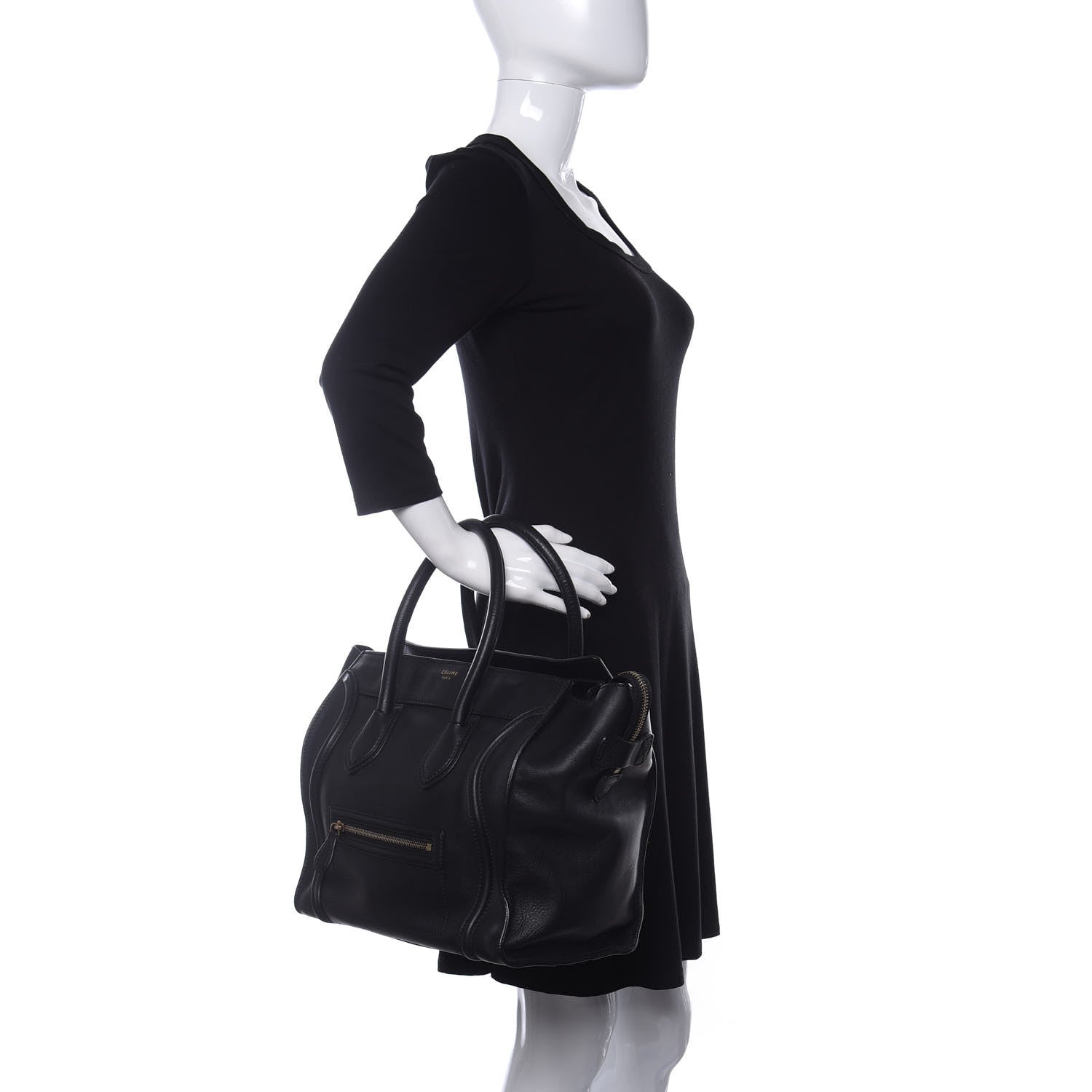 Celine Smooth Calfskin Medium Phantom Luggage Black 2 of 9
