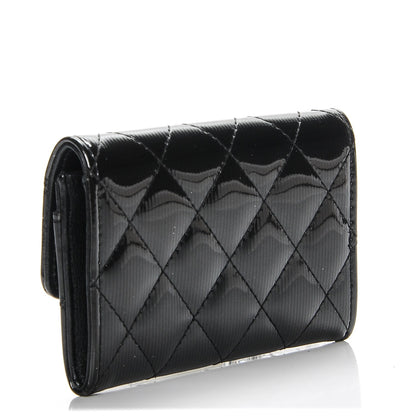 Chanel Striated Patent Quilted Card Holder Grey 3 of 7