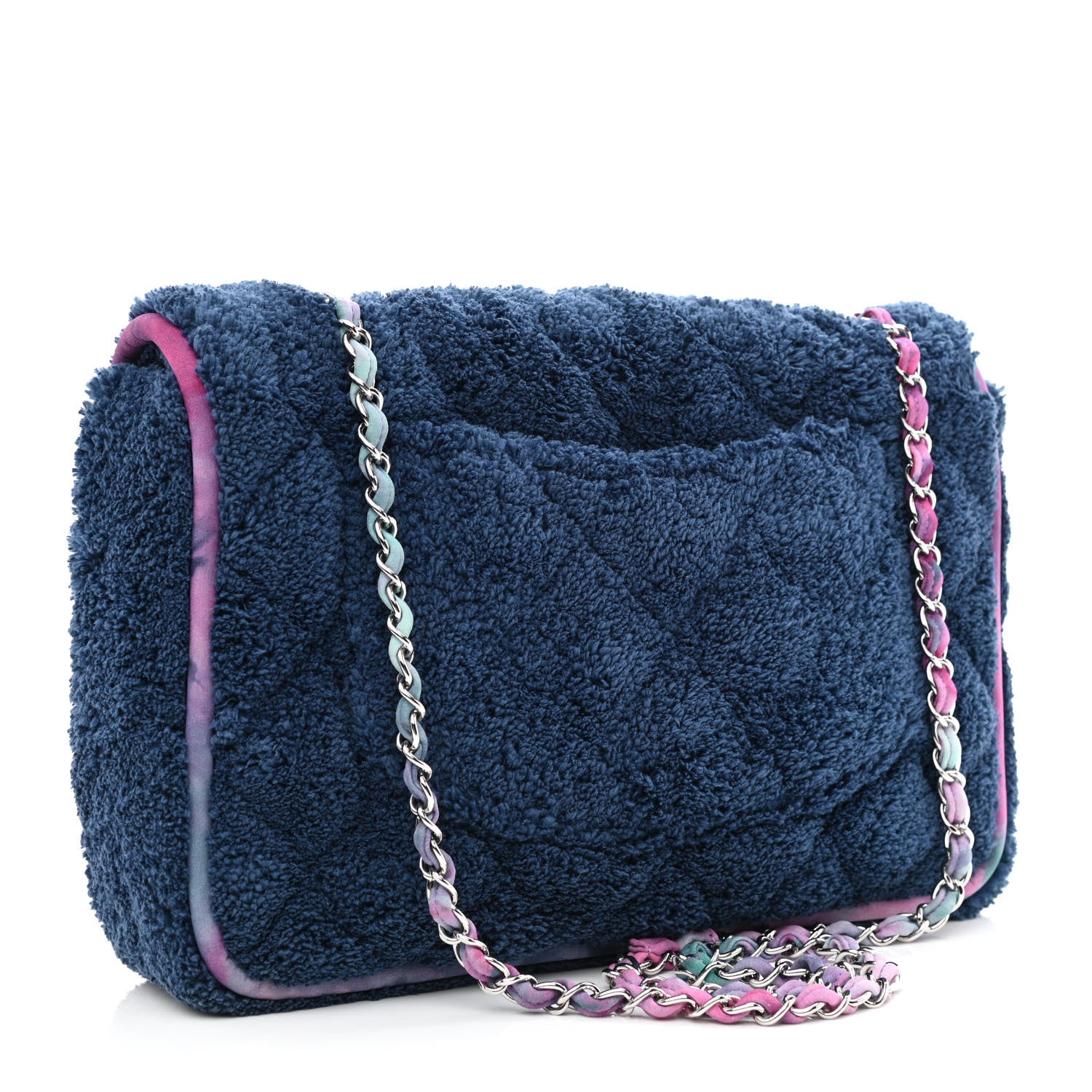 Chanel Mixed Fibers Quilted Large Flap Bag Navy Blue 3 of 10