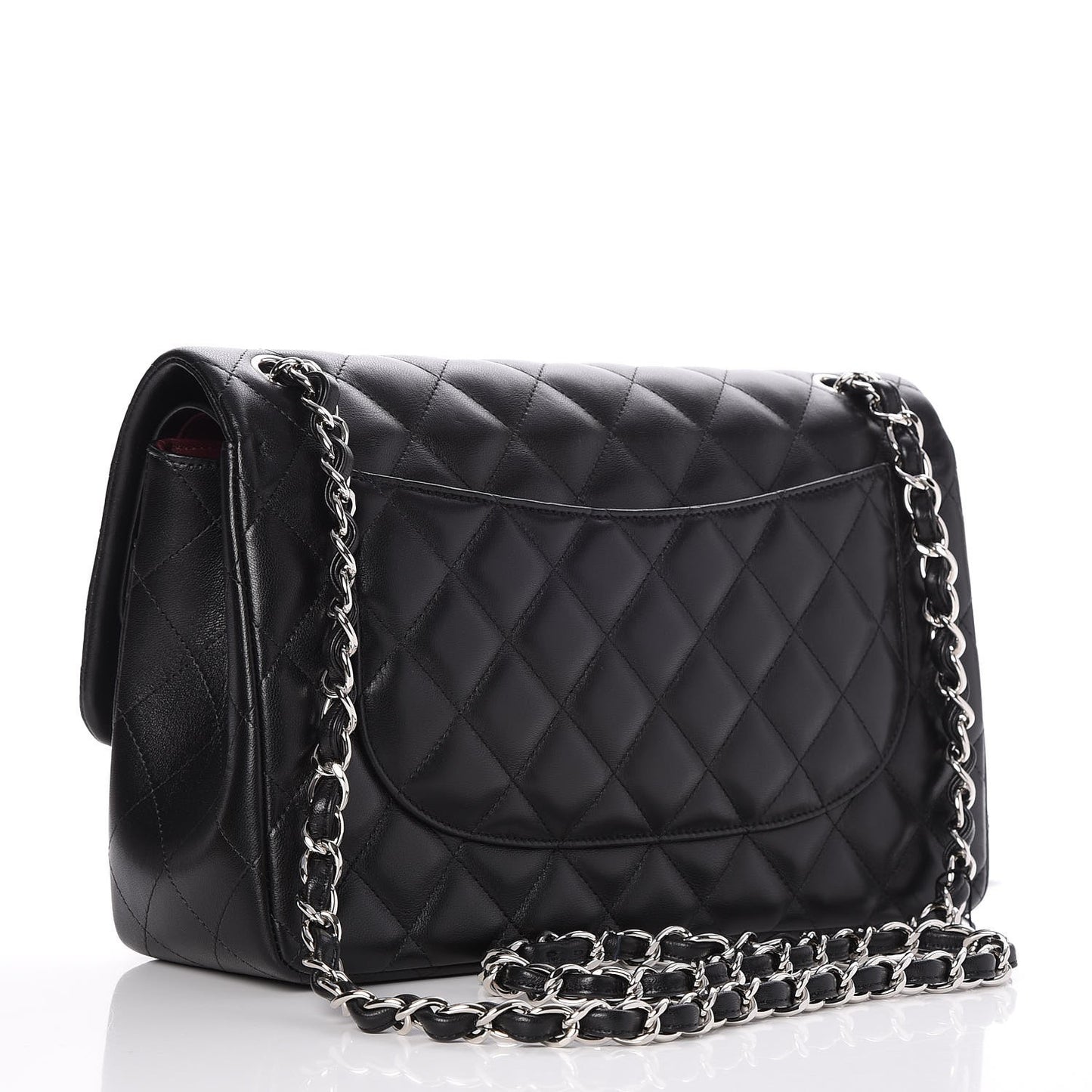 Lambskin Quilted Jumbo Double Flap Black