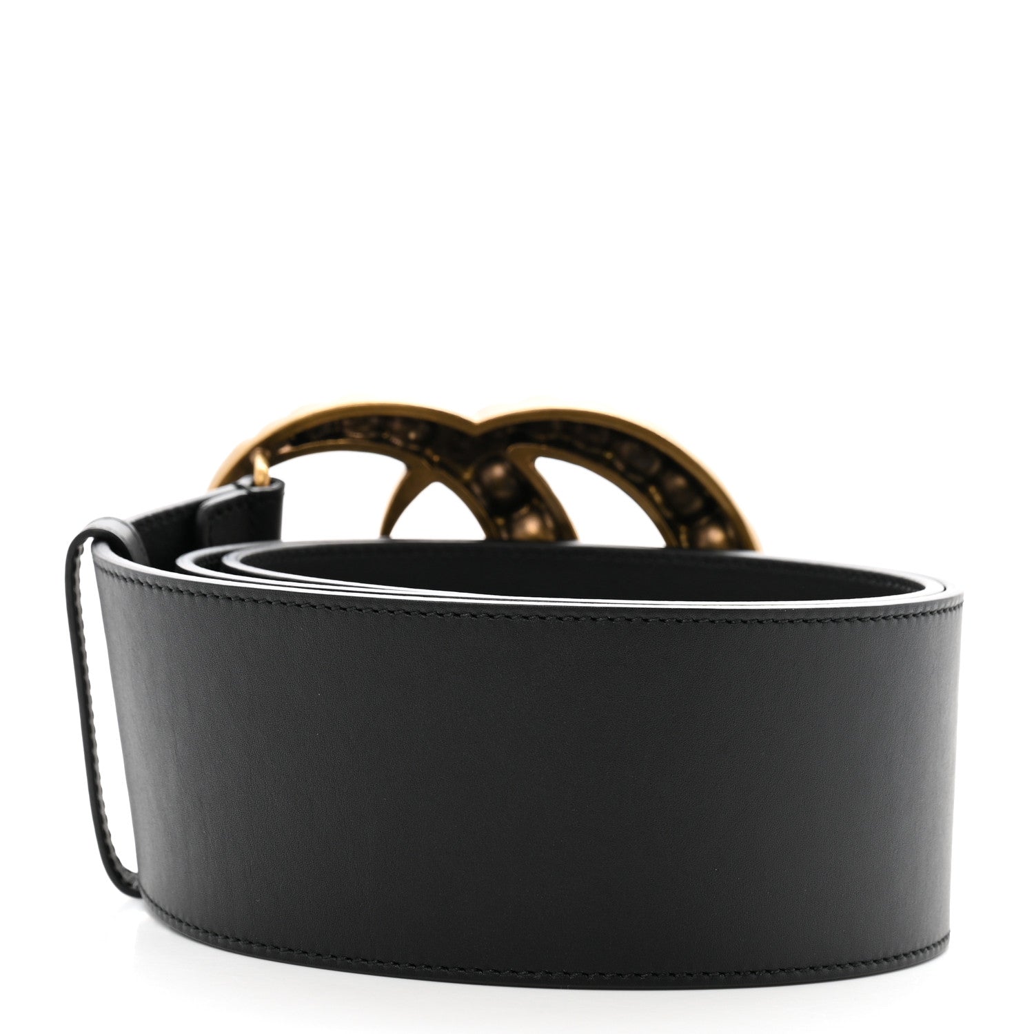 Gucci Moon Calfskin Pearl Double G 70mm Belt 90 36 Black Cream 2 of 5