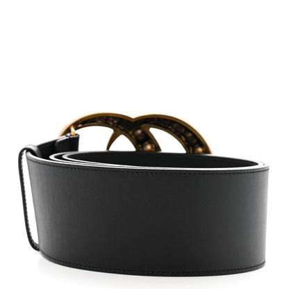 Gucci Moon Calfskin Pearl Double G 70mm Belt 90 36 Black Cream 2 of 5