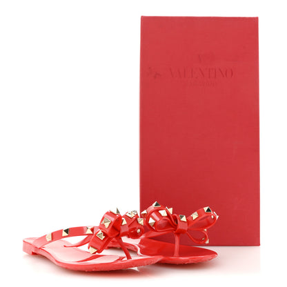Valentino Garavani PVC Jelly Rockstud Bow Thong Sandals 35 Rosso Valentino 10 of 10