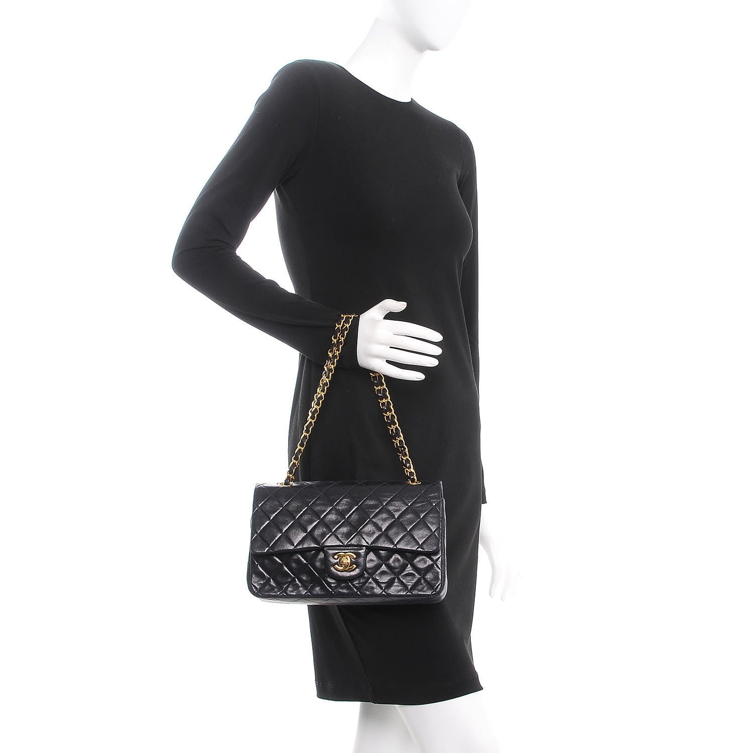 Chanel Lambskin Quilted Medium Double Flap Navy 2 of 14