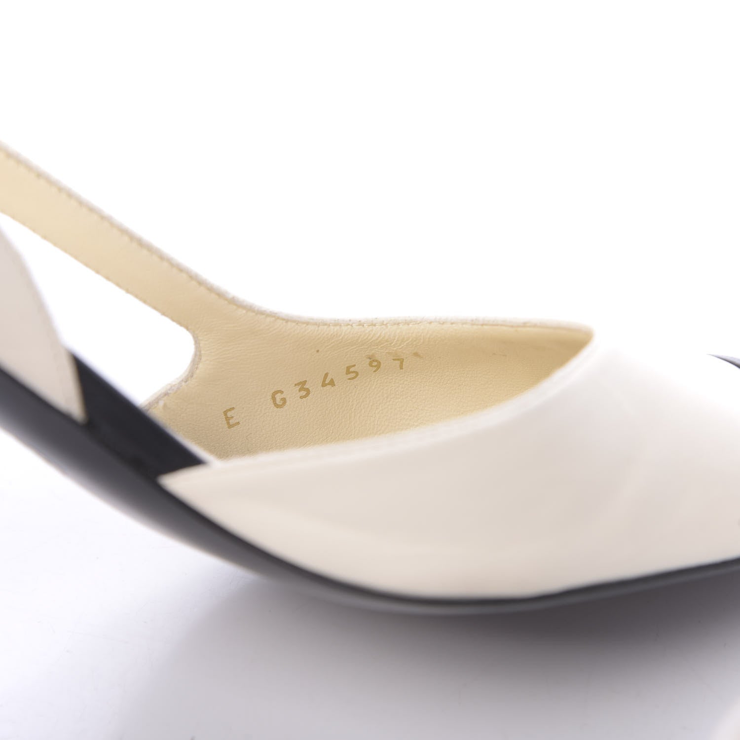 Chanel Calfskin Pearl Cap Toe CC Slingback Pumps 37.5 Ivory Black 7 of 12