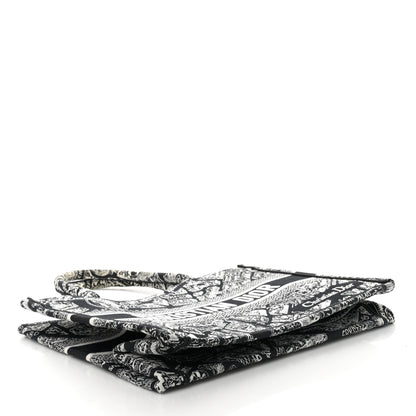 Christian Dior Canvas Embroidered Medium Plan De Paris Book Tote Black White 4 of 10