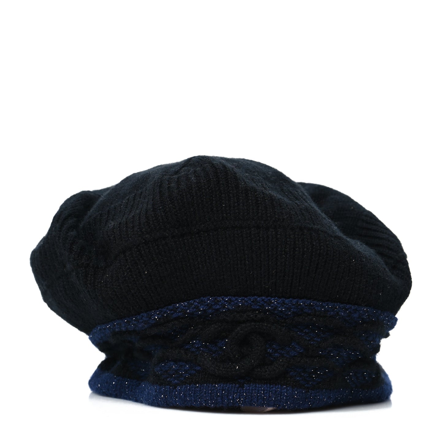 Cashmere Blend CC Beret Black Navy