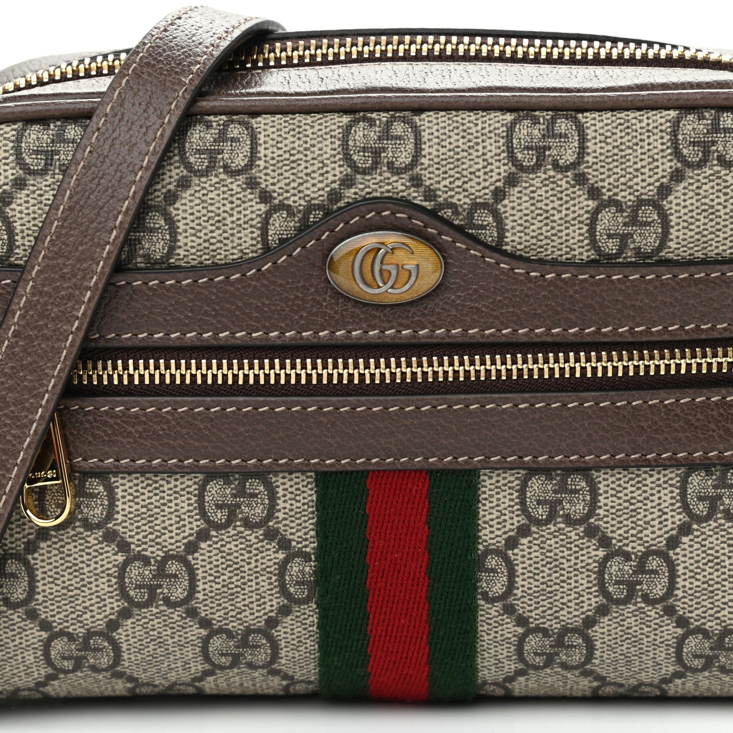 GG Supreme Monogram Web Mini Ophidia Shoulder Bag Brown