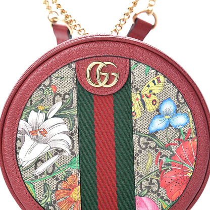Gucci GG Supreme Monogram Web Flora Mini Ophidia Round Backpack Red 7 of 11