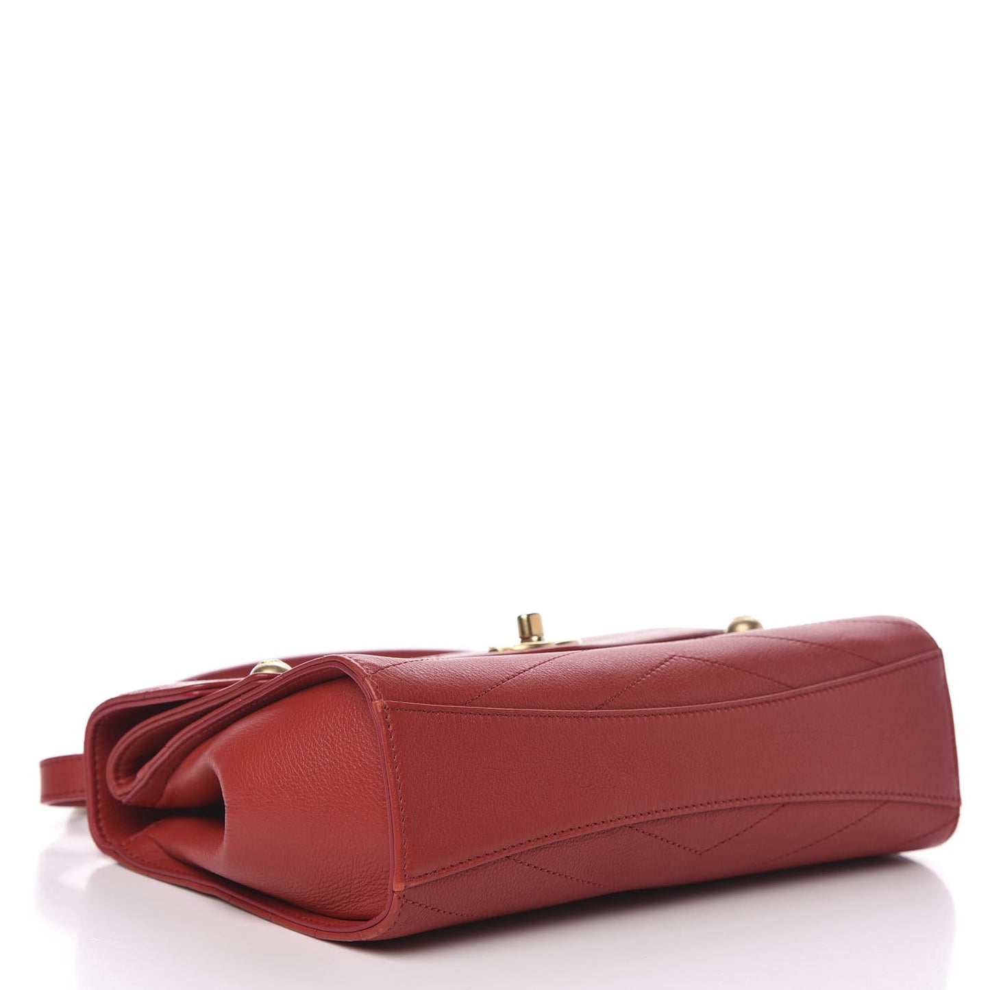 Calfskin Chevron Quilted Casual Trip Flap Red