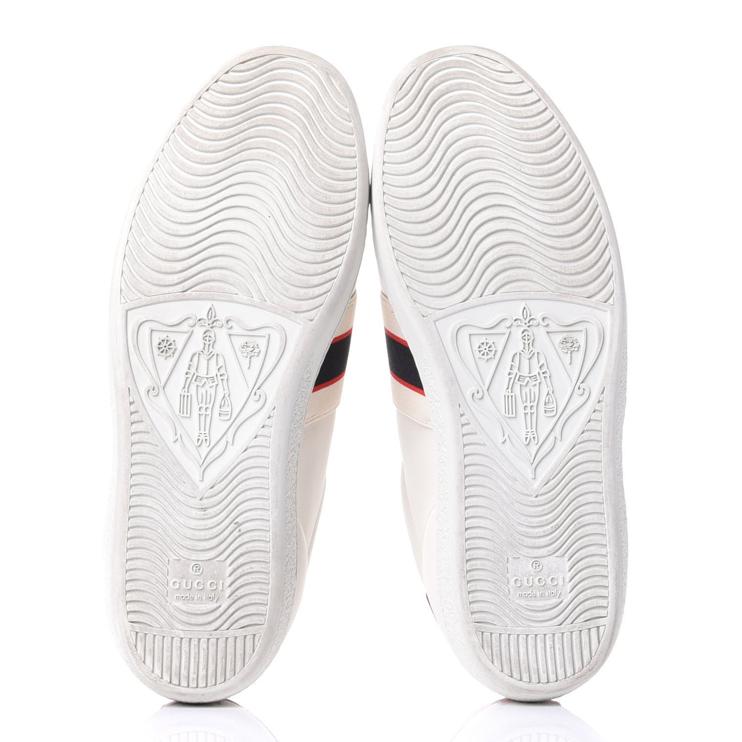 Calfskin Stripe Womens New Ace Sneakers 37.5 New Mystic White Ecru Red Flame