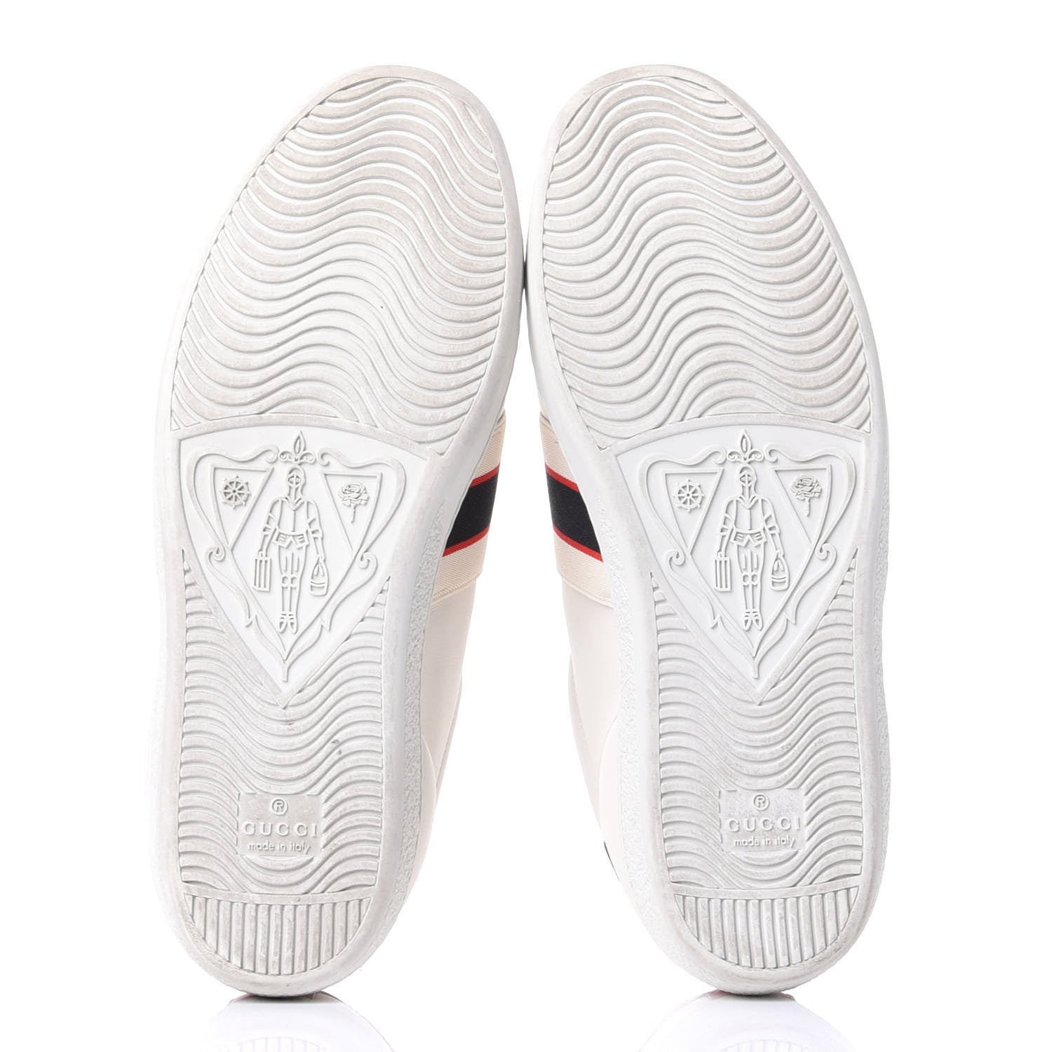Gucci Calfskin Stripe Womens New Ace Sneakers 37.5 New Mystic White Ecru Red Flame 7 of 11
