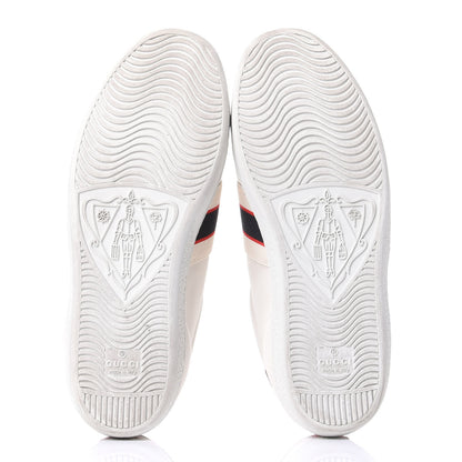 Gucci Calfskin Stripe Womens New Ace Sneakers 37.5 New Mystic White Ecru Red Flame 7 of 11