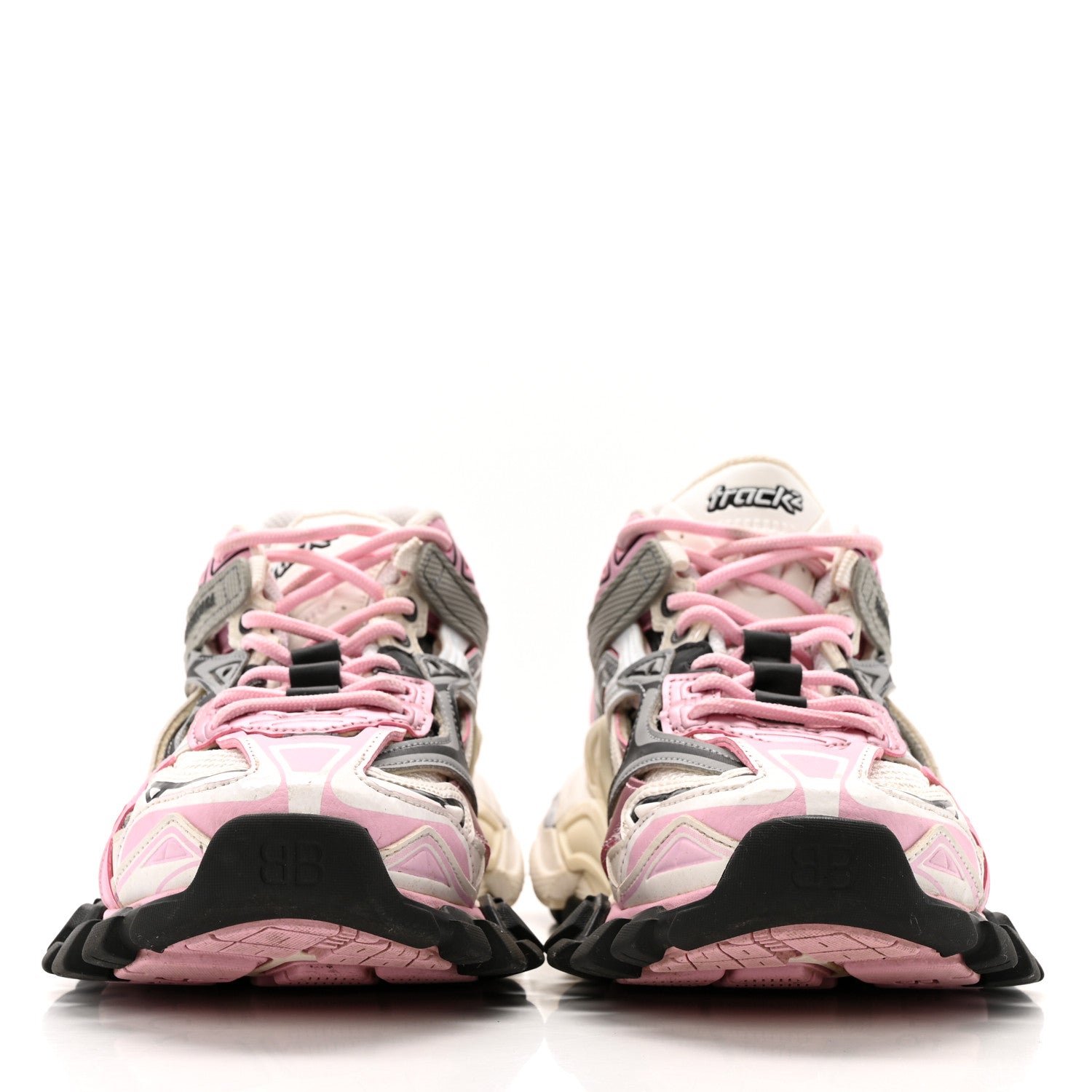 Balenciaga Mesh Nubuck Effect Fabric LED Womens Track Sneakers 38 Grey Pink Black 3 of 15