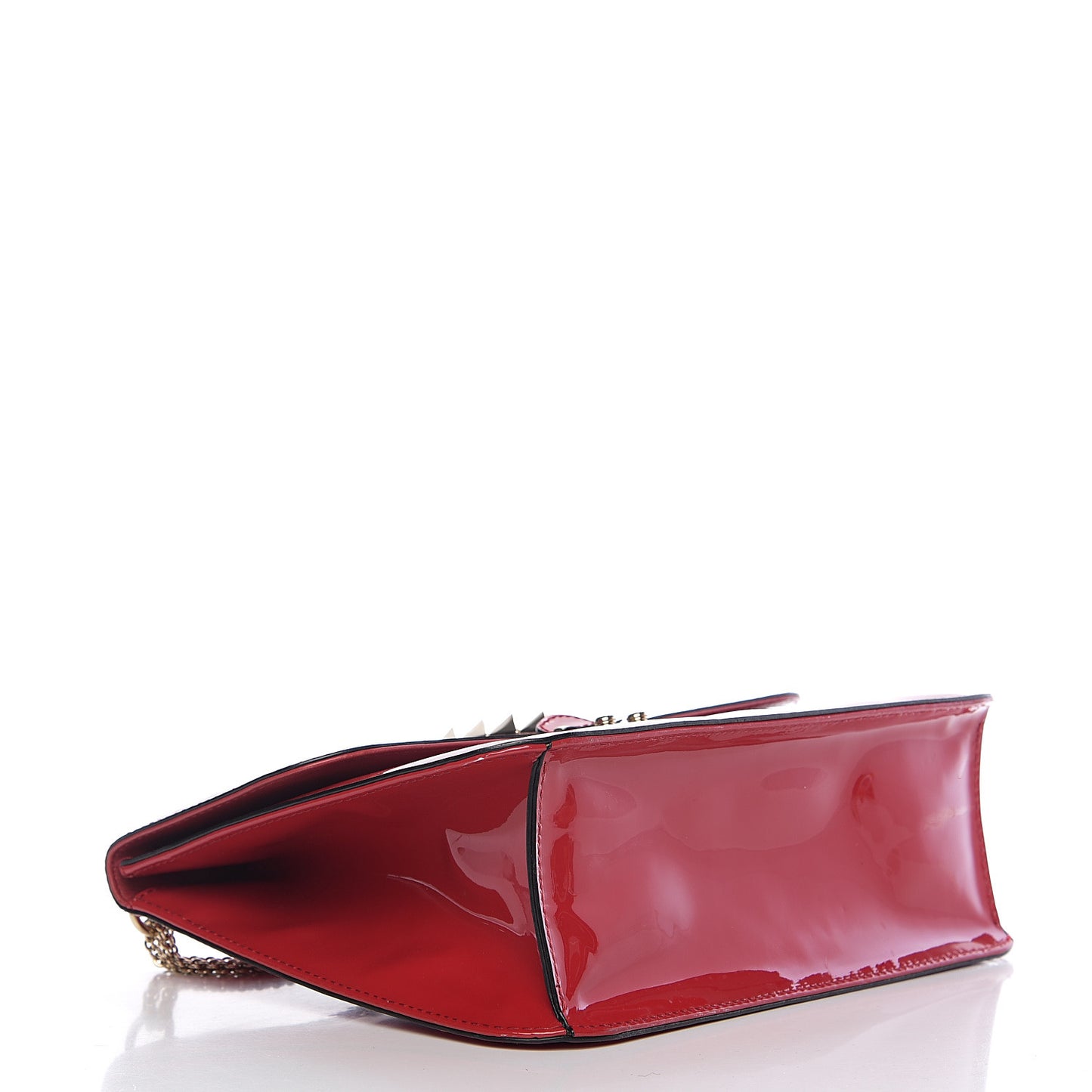 Patent Large Glam Lock Rockstud Flap Red