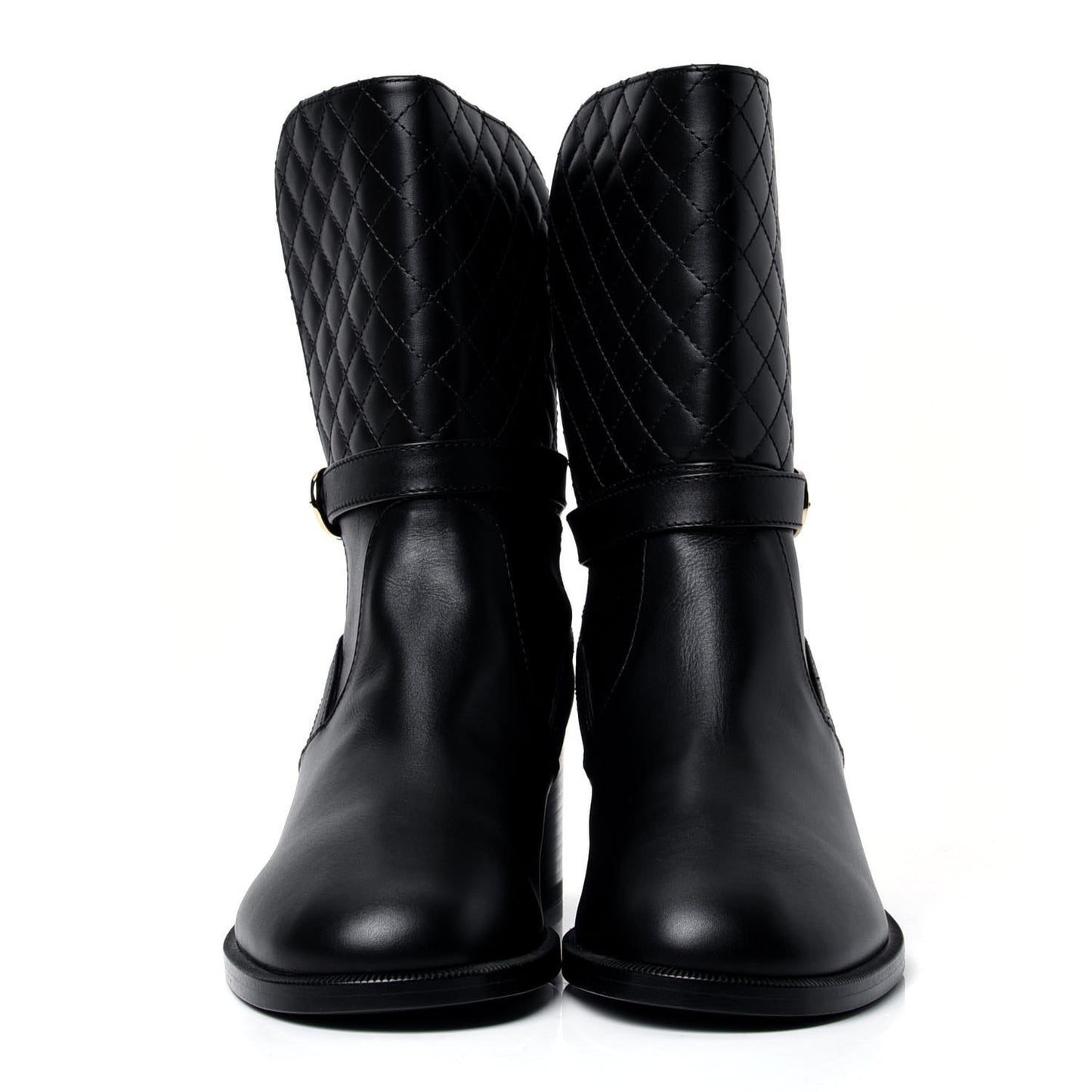 Calfskin Quilted CC Boots 41 Black