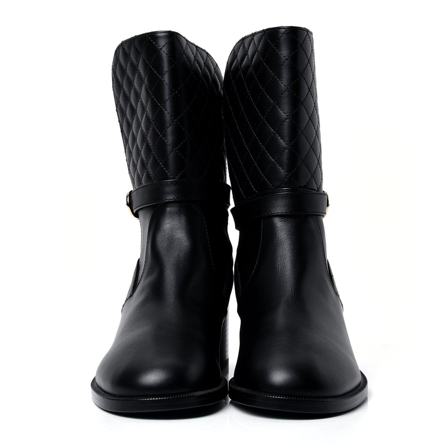 Chanel Calfskin Quilted CC Boots 41 Black 2 of 5