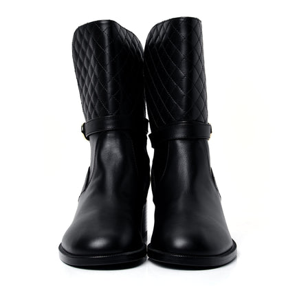 Chanel Calfskin Quilted CC Boots 41 Black 2 of 5