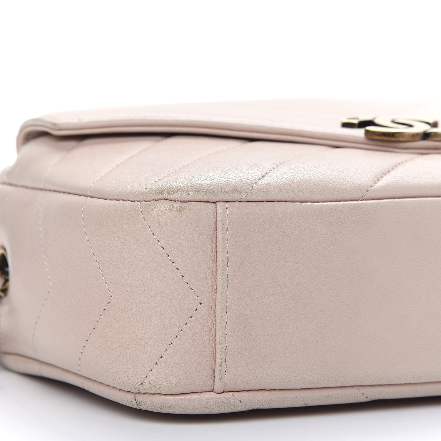 Chanel Shiny Lambskin Chevron Stitched Small Coco Camera Case Beige 8 of 12