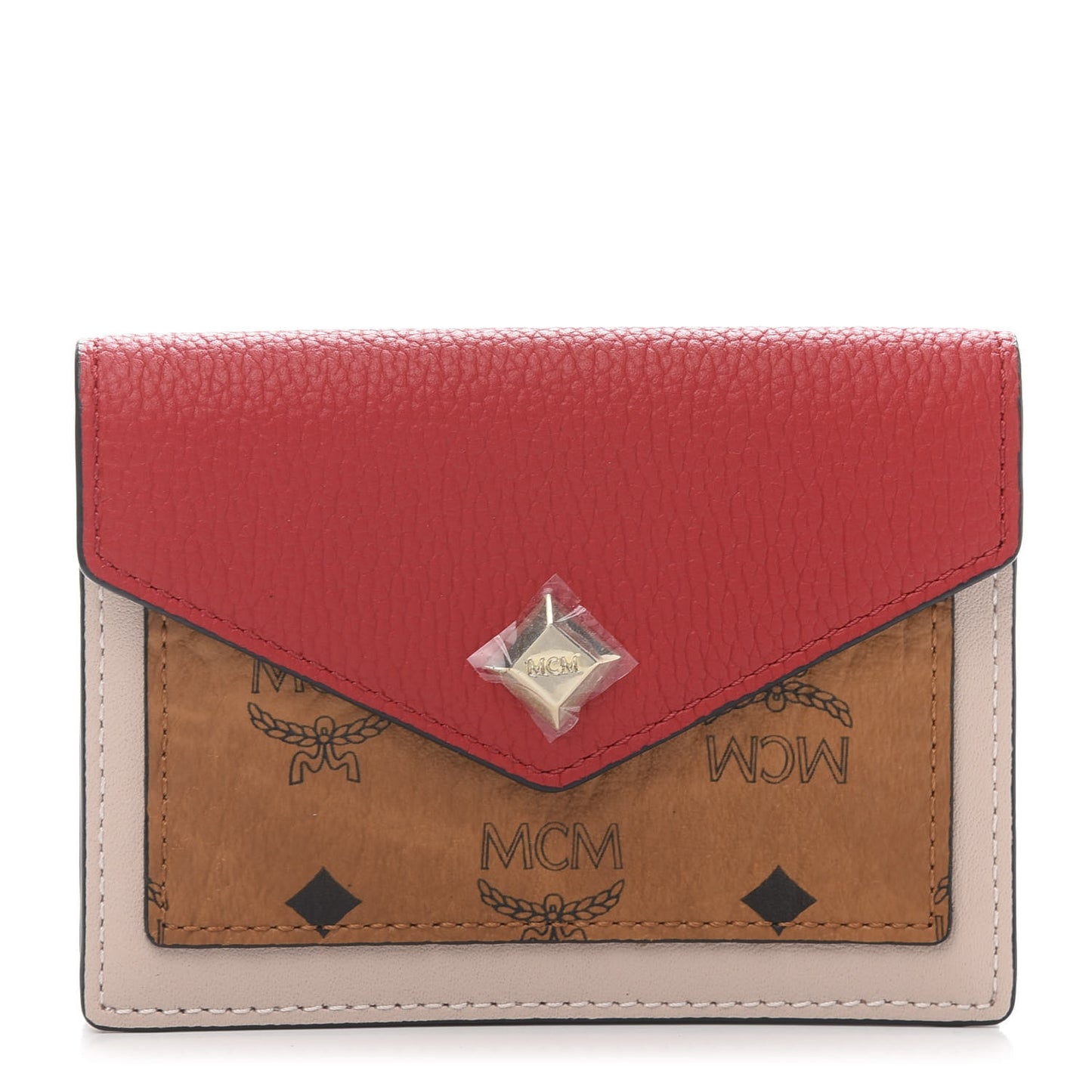 Visetos Mini Love Letter Flap Wallet Cognac White Red