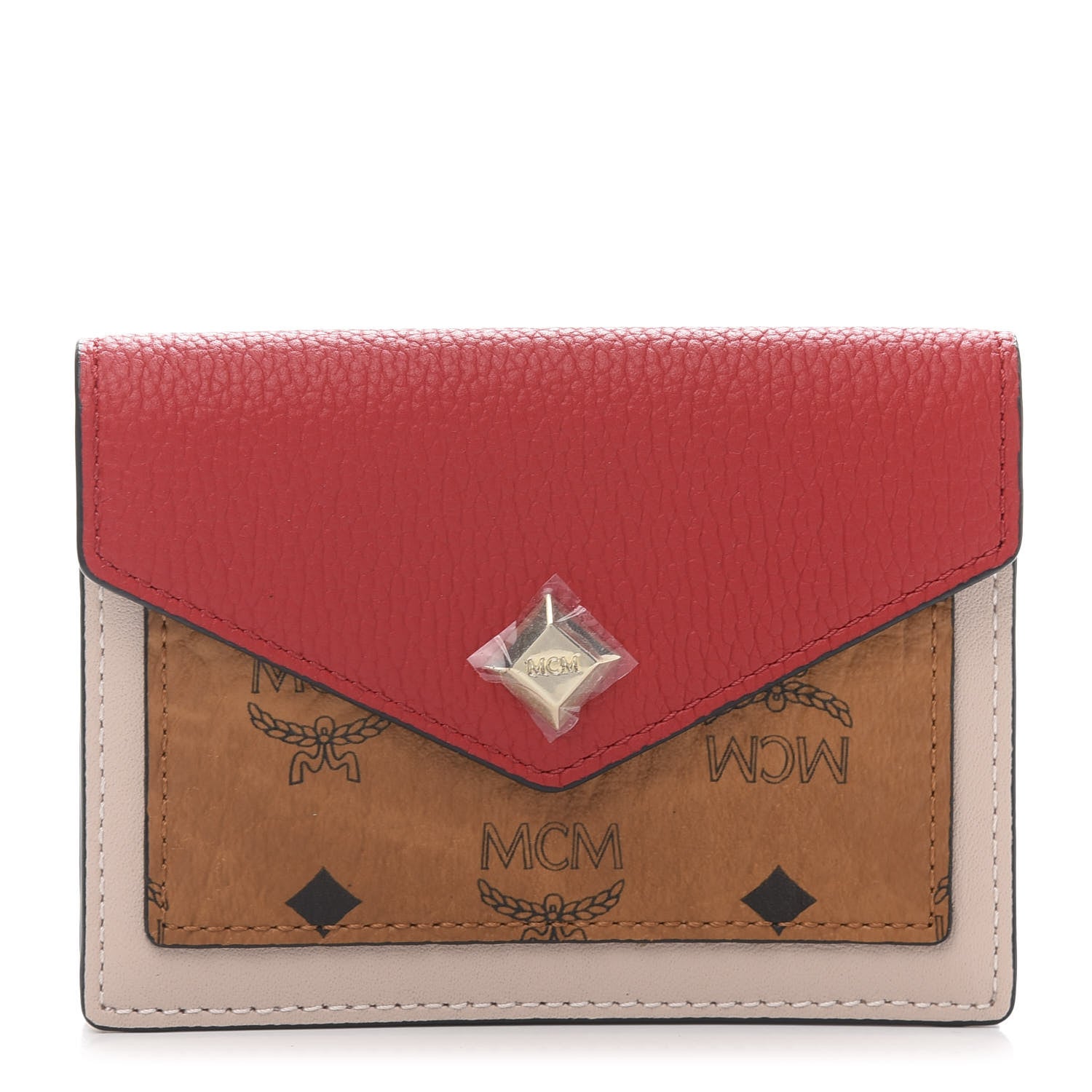 MCM Visetos Mini Love Letter Flap Wallet Cognac White Red 1 of 10
