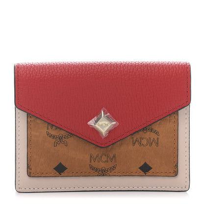 MCM Visetos Mini Love Letter Flap Wallet Cognac White Red 1 of 10