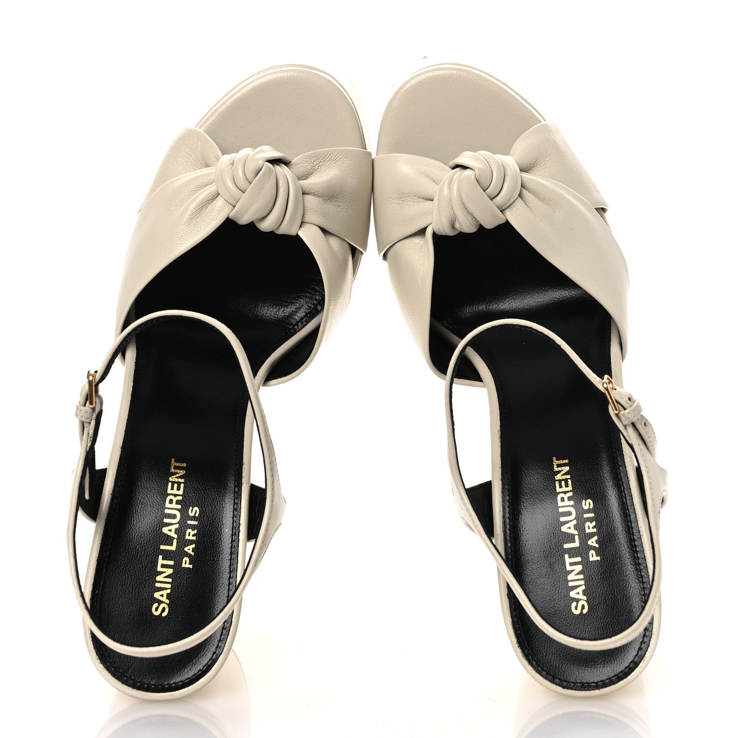 Saint Laurent Vendome Bianca 85 Platform Sandals 38 Pearl 2 of 12