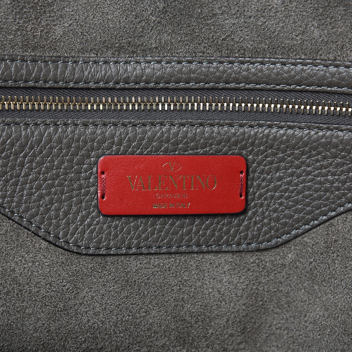 Grained Calfskin Rockstud Shoulder Tote Graphite