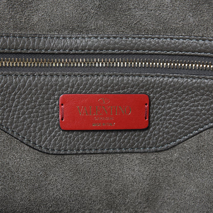 Valentino Garavani Grained Calfskin Rockstud Shoulder Tote Graphite 6 of 9