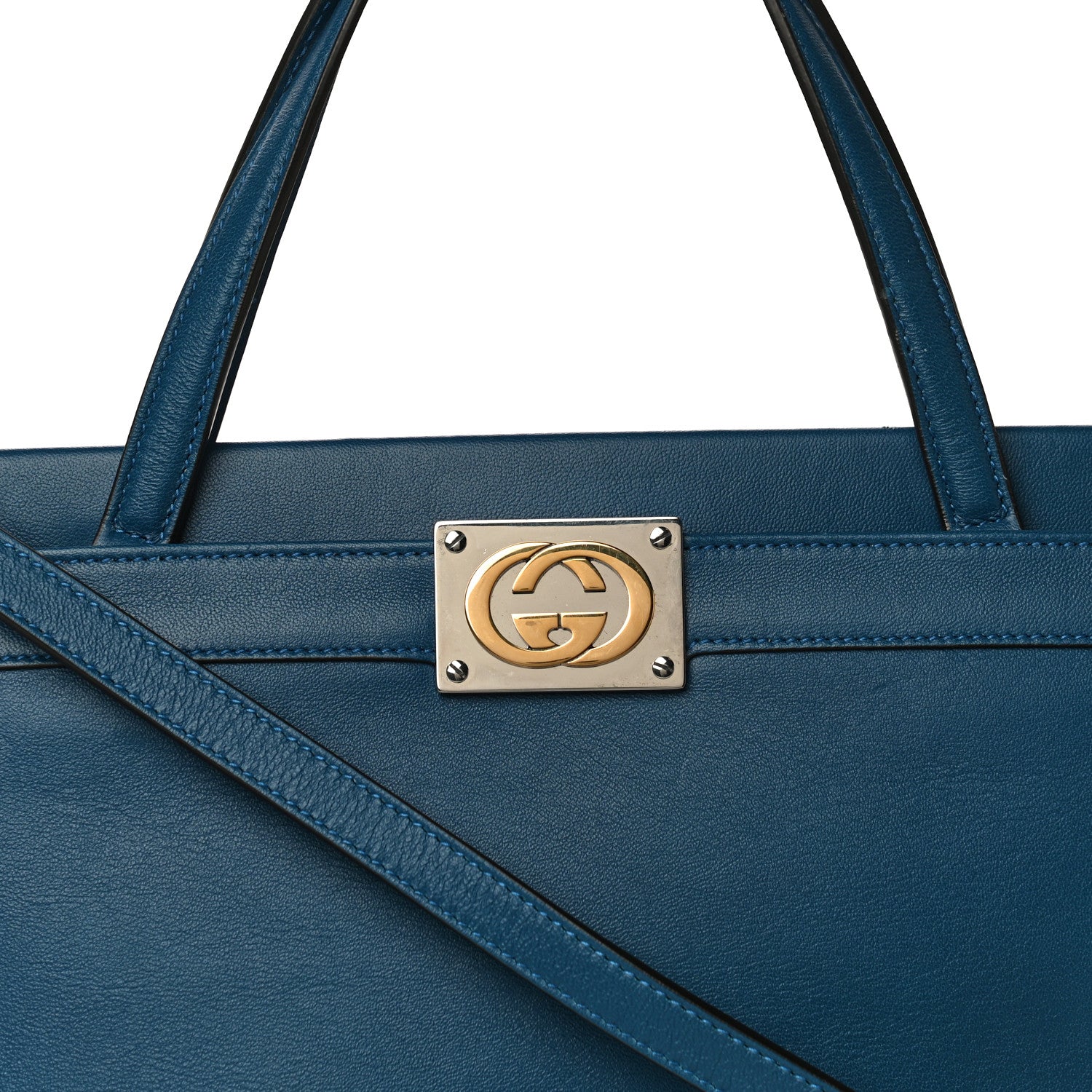 Gucci Lambskin Medium Linea Matisse Top Handle Bag Blue 6 of 13