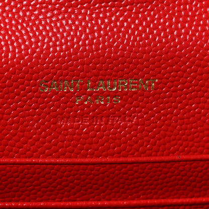 Saint Laurent Grain De Poudre Matelasse Chevron Small Monogram Envelope Wallet Bandana Red 6 of 8
