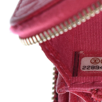 Chanel Caviar Camellia Embossed Small Zip Around Wallet Dark Pink 8 of 11