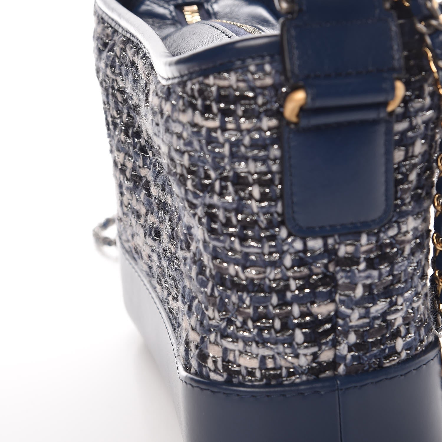 Chanel Tweed Calfskin Small Gabrielle Hobo Blue 9 of 9