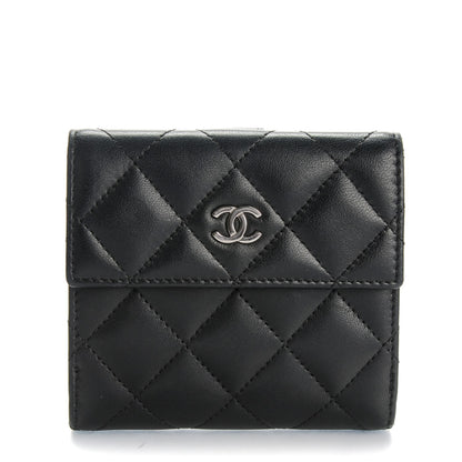 Chanel Lambskin Quilted Compact French Flap Wallet Black 1 of 9