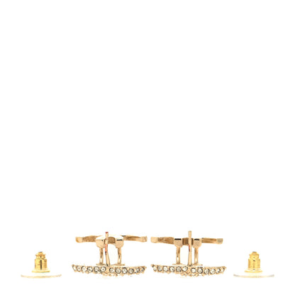 Chanel Metal Crystal Bead CC Earrings Gold 3 of 4
