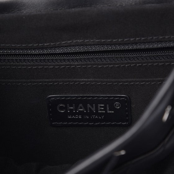 Calfskin Chevron Quilted Large Urban Spirit Backpack Black