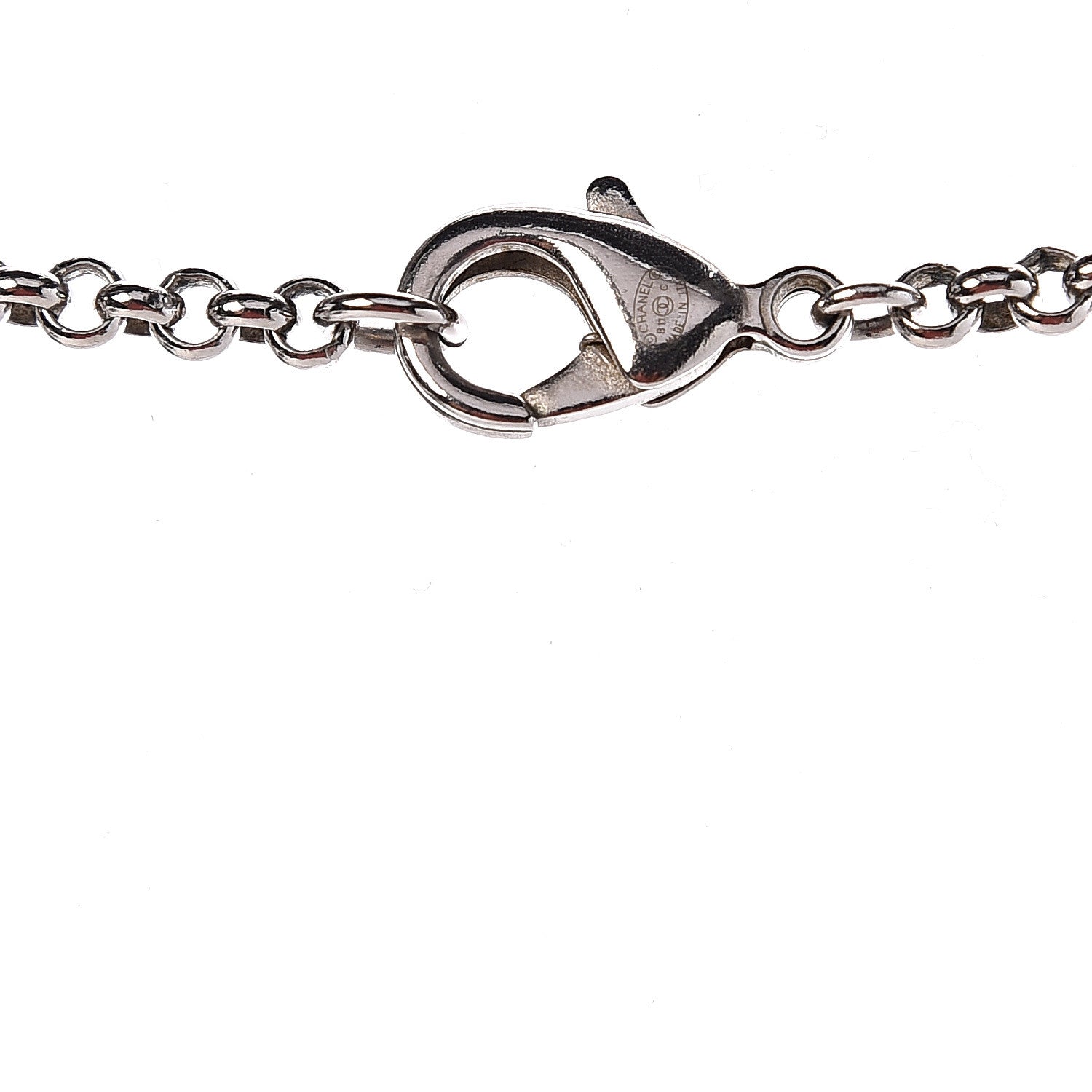 Chanel Pearl Bead Enamel CC Long Necklace Black Silver 4 of 4