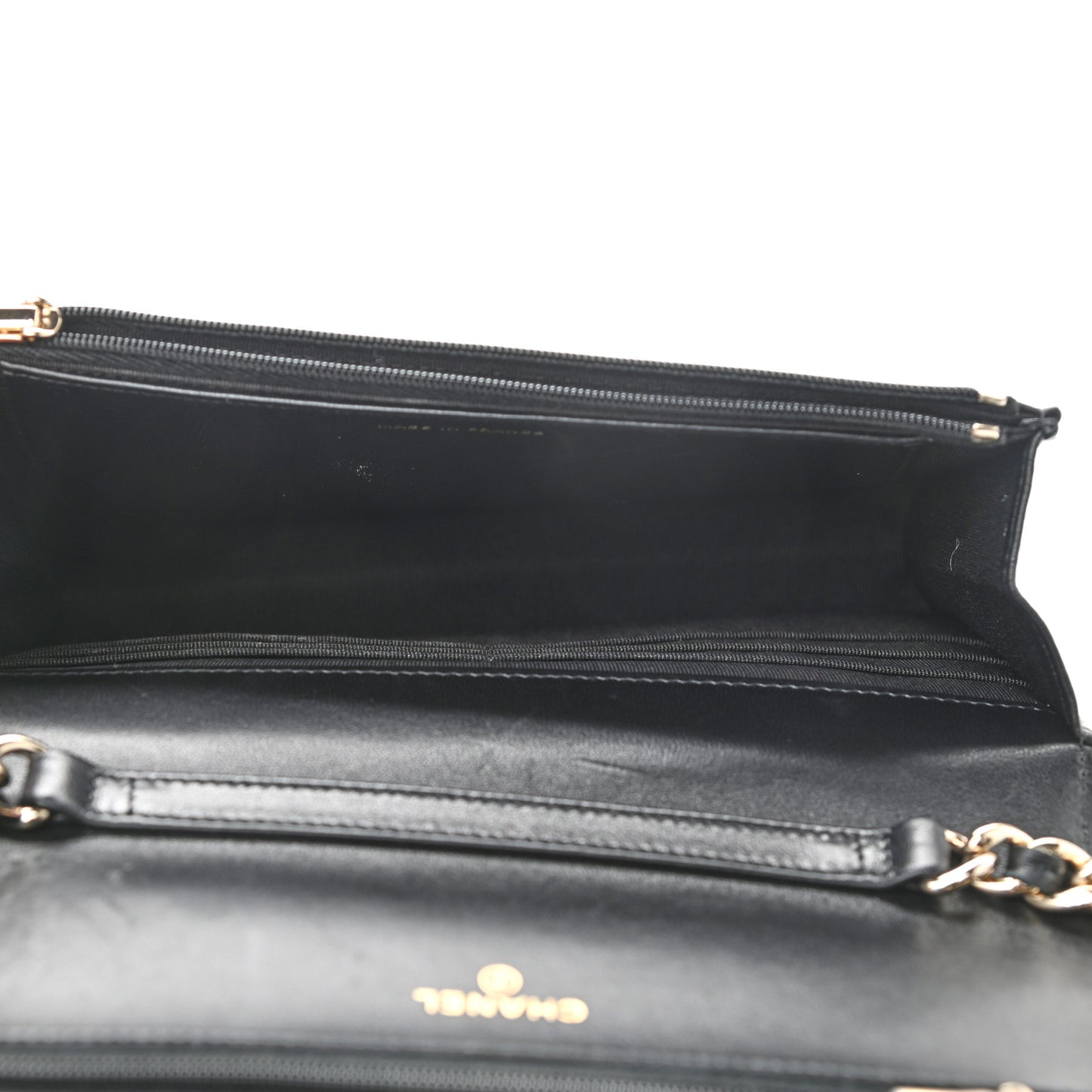 Lambskin Quilted Coco Charms Wallet On Chain Black
