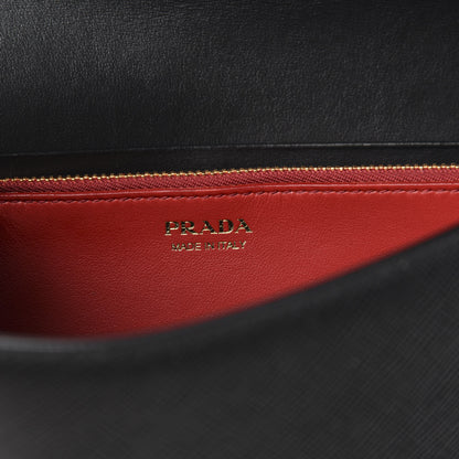 Prada Saffiano Wallet With Shoulder Strap Black 6 of 11