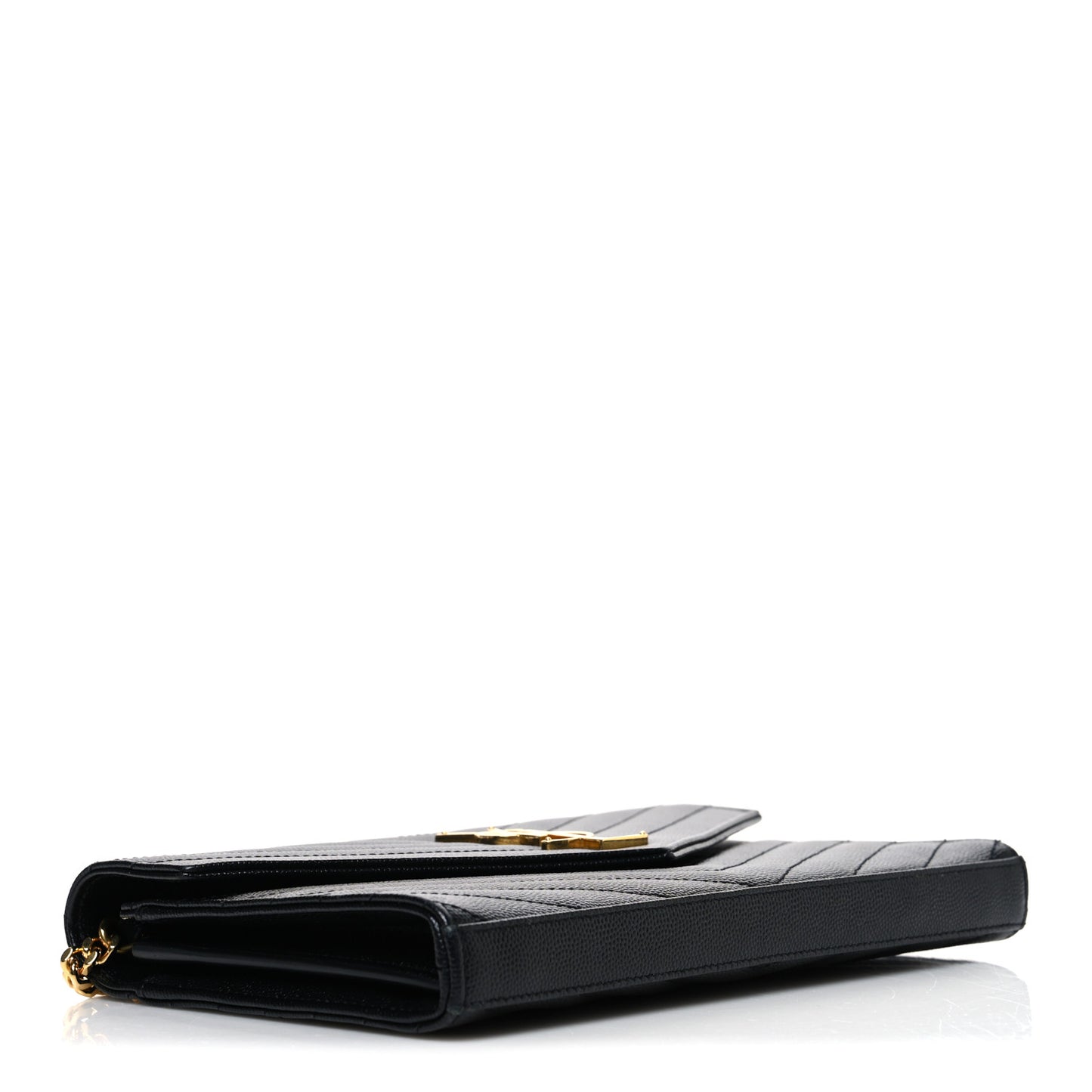 Grain De Poudre Matelasse Chevron Monogram Chain Wallet Black