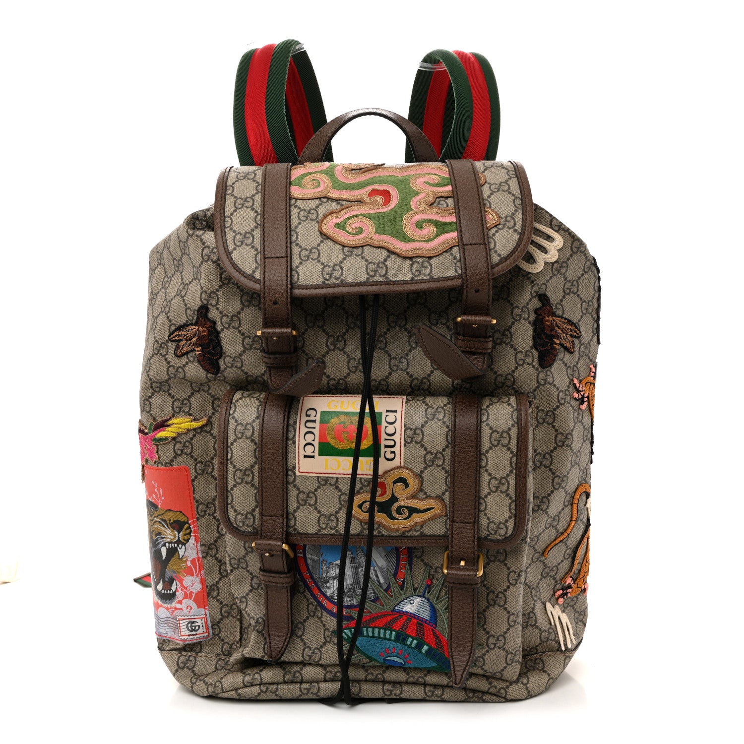 Gucci Soft GG Supreme Monogram Courrier Web Double Buckle Backpack Beige New Acero 1785109 – FASHIONPHILE