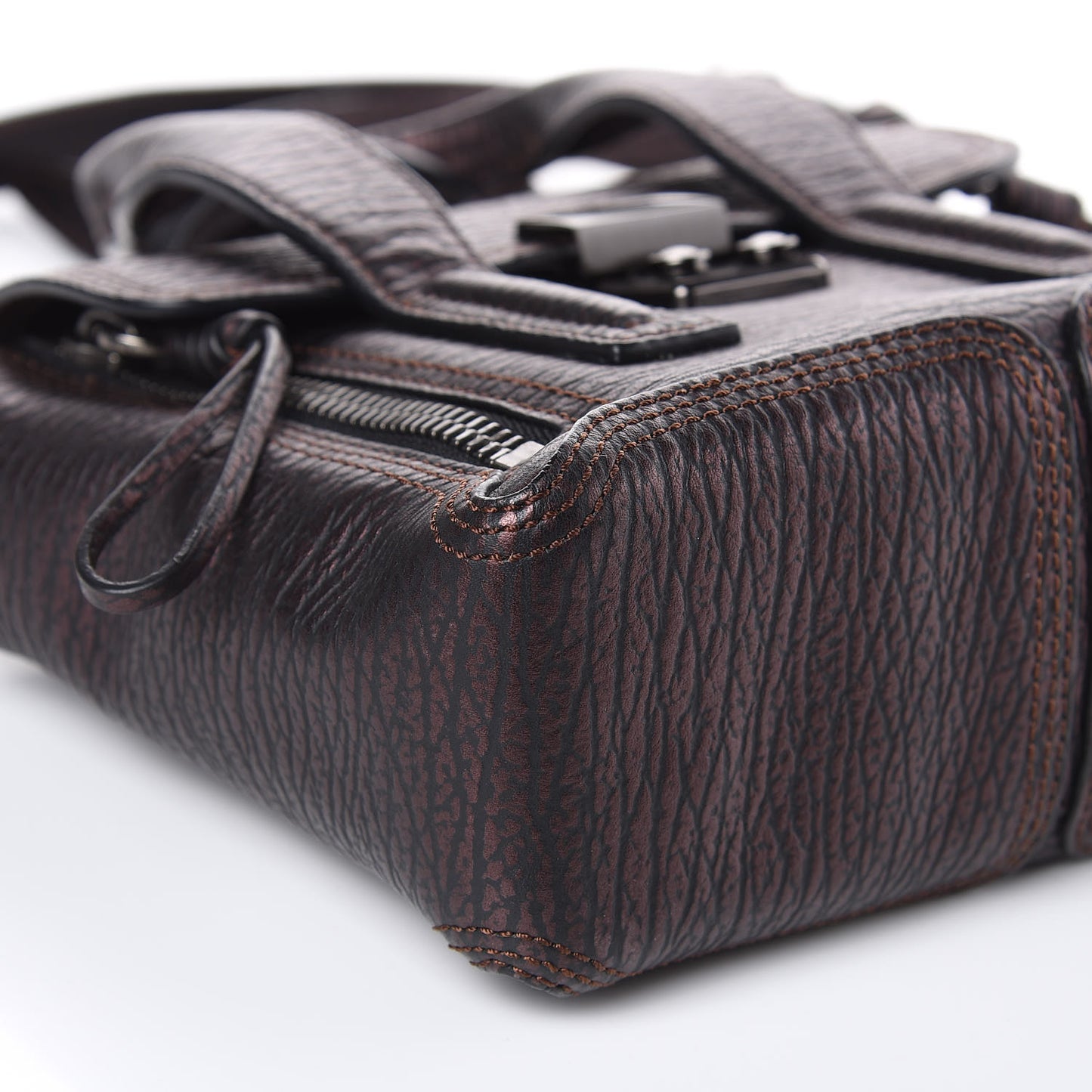 3.1 Metallic Textured Calfskin Mini Pashli Satchel Burgundy