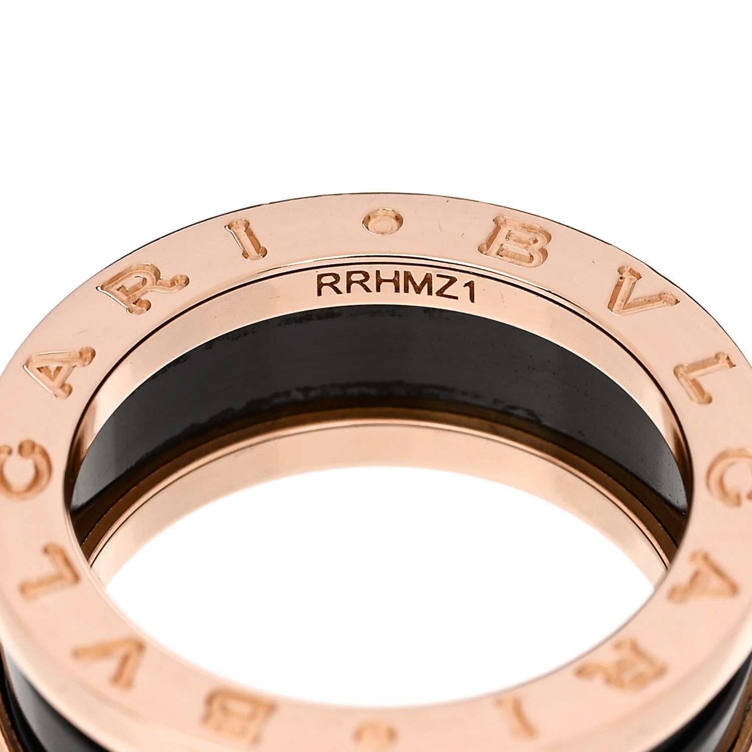 Bulgari 18K Rose Gold Black Ceramic B.Zero1 Two-Band Ring 51 5.75 5 of 5