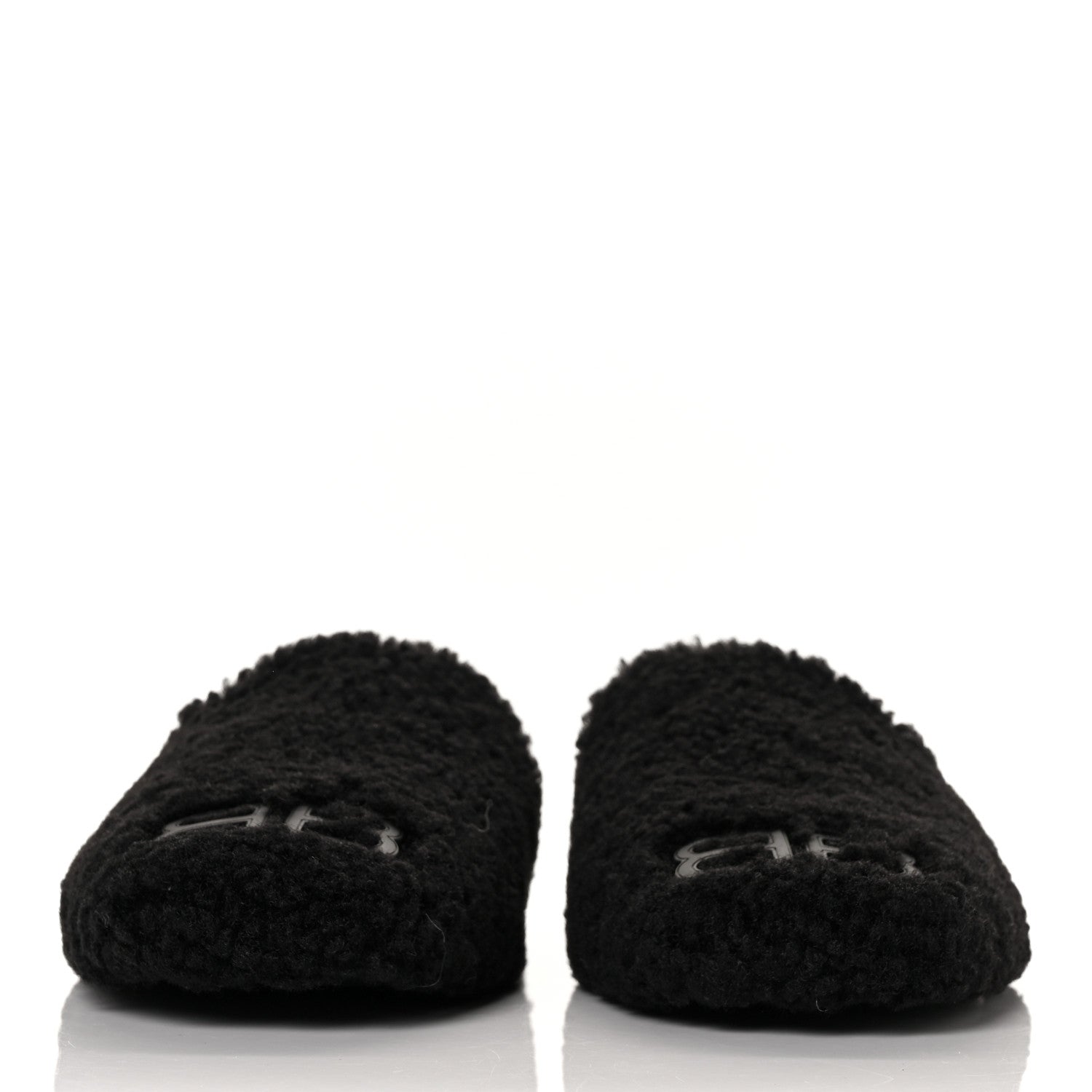 Balenciaga Faux Shearling Cosy BB Mules 38.5 Black 2 of 7