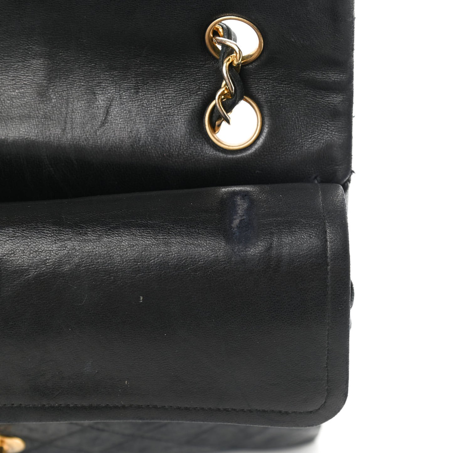 Lambskin Quilted Medium Double Flap Black